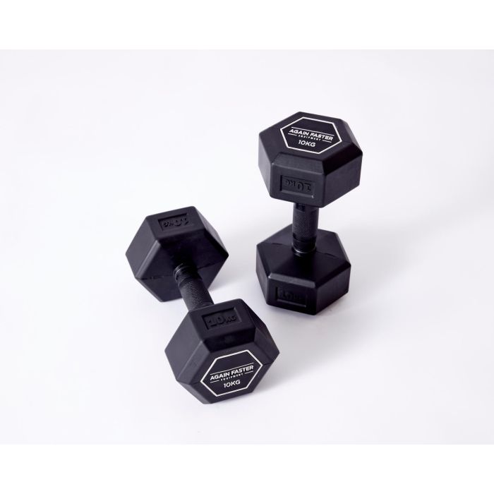 Rubber Handle Hex Dumbbell 47.5kg pair Again Faster Europe
