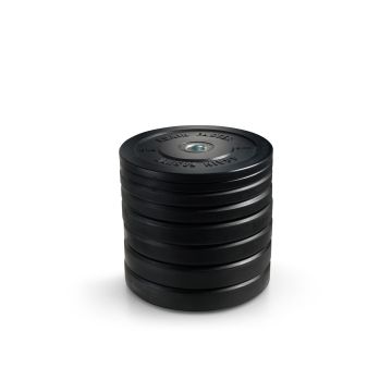 Again Faster Virgin rubber bumper plates - 100kg of weights in a stack